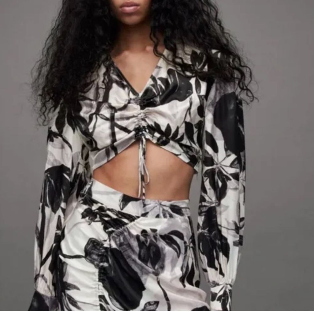 All Saints Carla Jackie floral silk blend cropped top NWT
